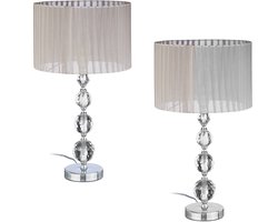 Tafellamp slaapkamer - set van 2 - 29,5 cm - kristal look - E27