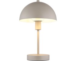 Tafellamp slaapkamerlamp paddestoellamp zandkleurige leeslamp bijzetlamp, metaal nikkel, E14 fitting, DxH 20x31 cm