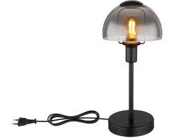 Tafellamp Staande lamp Leeslamp Bureaulamp, aanraakbediening, metaal glas smoke look, E14 fitting, DxH 15x32cm