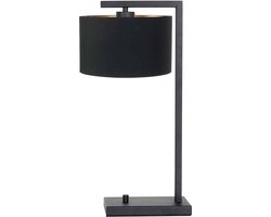 Tafellamp Stang met kap | 1 lichts | goud / zwart | metaal / stof | 51 cm hoog | Ø 20 cm | dimbaar | modern / sfeervol design