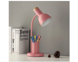 Tafellamp, Tafellamp Met Pennenhouder, 3 Kleurmodi, Eye Care Leeslamp, Studielamp Geschikt Voor Bedside Home Office (Roze)