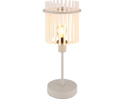 Tafellamp Tafellamp Nachtlamp Glazen staven Slaapkamerlamp zandkleurig satijn, 1x E14 fitting, DxH 15x37,5 cm