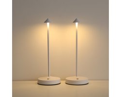 Tafellamp - Tafellamp Oplaadbaar - Tafellamp Slaapkamer - Tafellampen Woonkamer - Creatieve LED-Tafellam - Dimbaar - in Hoogte Verstelbaar - USB- 2 Stuks - Wit