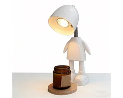 Tafellamp - Tafellamp slaapkamer - Decoratieve Tafellamp - tafellamp oplaadbaar - candle warmer - Kaars Warmer Lamp - Wit - Kaarsen niet inbegrepen