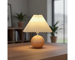 Tafellamp - Tafellamp slaapkamer - Touch Lamp - Dimbare LED Lamp - Pleated Lampenkap - Bureau Lamp - Nachtlampje Kids - Woonkamer - 9W - Beige