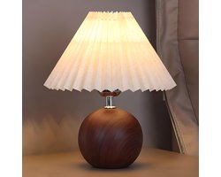 Tafellamp - Tafellamp slaapkamer - Touch Lamp - Dimbare LED Lamp - Pleated Lampenkap - Bureau Lamp - Nachtlampje Kids - Woonkamer - 9W - Bruin