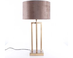 Tafellamp vierkant met velours kap Roma | 1 lichts | brons / bruin | metaal / stof | Ø 30 cm | tafellamp | modern / sfeervol / klassiek design