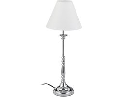 tafellamp vintage - e14 - 55 x 21 cm - nachtlamp - woonkamer - slaapkamer - zilver-wit