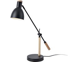 Tafellamp Watford bureaulamp 67 cm E27 zwart en houtkleurig