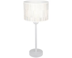 Tafellamp wit bijzetlamp woonkamer leeslamp retro, bureaulamp nachtlamp lampenkap behang, metaal, 1x E27 fitting, DxH 30x45 cm