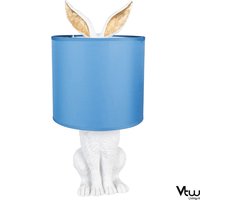 Tafellamp Woonkamer Slaapkamer - Nachtlampje Kinderen Volwassenen - Nachtlampjes - Tafellampen - Sfeerlamp - Cadeau - Tafel Lamp Konijn - Blauw - 20 x 20 x 45 cm