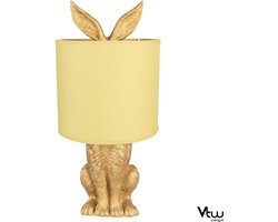 Tafellamp Woonkamer Slaapkamer - Nachtlampje Kinderen Volwassenen - Nachtlampjes - Tafellampen - Sfeerlamp - Cadeau - Tafel Lamp Konijn - Geel Goud - 20 x 20 x 45 cm
