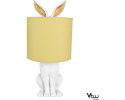 Tafellamp Woonkamer Slaapkamer - Nachtlampje Kinderen Volwassenen - Nachtlampjes - Tafellampen - Sfeerlamp - Cadeau - Tafel Lamp Konijn - Wit - Geel - 20 x 20 x 45 cm