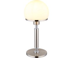 Tafellamp woonkamer tafellamp nachtlamp paddenstoel design messingkleurig, metaal glas, 1x E27 fitting, DxH 18x40 cm