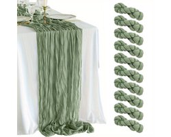 Tafelloper - 10 Stuks Bohemian stijl Tafelloper - 90 x 180cm - Groen - Polyester - Rustieke Boerderijstijl Tafelloper - Voor Feest- En Eetdecoraties - Boho Tafellopers