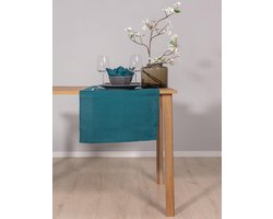 Tafelloper 100% linnen hoogwaardige stof voor keukentafel en eettafel - natuurlijke elegantie - blauwgroen - 40 x 150 cm tafelloper textiel 60 x 140 cm