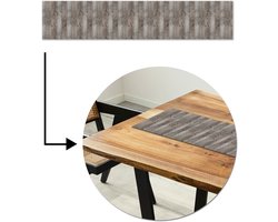 Tafelloper 150x30 cm - Tafelmat vinyl Licht - Grijs - Planken - Hout - Tafeldecoratie - Tafelversiering - Keuken decoratie - Tafel versiering
