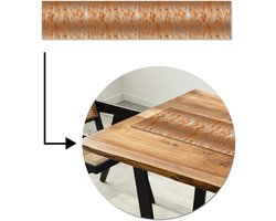 Tafelloper 150x30 cm - Tafelmat vinyl Metaal - Grijs - Oranje - Roest print - Tafeldecoratie - Tafelversiering - Keuken decoratie - Tafel versiering