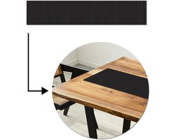 Tafelloper 150x30 cm - Tafelmat vinyl Plank - Zwart - Patronen - Tafeldecoratie - Tafelversiering - Keuken decoratie - Tafel versiering