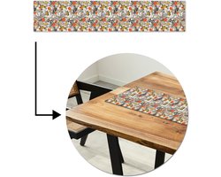 Tafelloper 150x30 cm - Tafelmat vinyl Tropisch - Zomer - Vlinder - Bloemen - Tafeldecoratie - Tafelversiering - Keuken decoratie - Tafel versiering