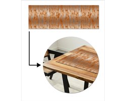 Tafelloper 150x50 cm - Tafelmat vinyl Metaal - Grijs - Oranje - Roest print - Tafeldecoratie - Tafelversiering - Keuken decoratie - Tafel versiering