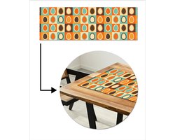 Tafelloper 150x50 cm - Tafelmat vinyl Retro - Patronen - Ei - Tafeldecoratie - Tafelversiering - Keuken decoratie - Tafel versiering