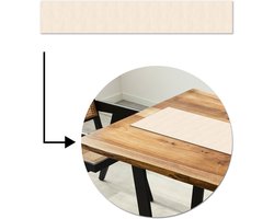 Tafelloper 180x30 cm - Tafelmat vinyl Beige - Licht - Hout - Tafeldecoratie - Tafelversiering - Keuken decoratie - Tafel versiering