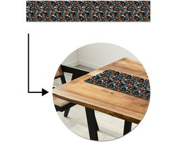 Tafelloper 180x30 cm - Tafelmat vinyl Glasachtig - Levendige - Stenen - Tafeldecoratie - Tafelversiering - Keuken decoratie - Tafel versiering