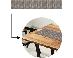 Tafelloper 180x30 cm - Tafelmat vinyl Licht - Grijs - Planken - Hout - Tafeldecoratie - Tafelversiering - Keuken decoratie - Tafel versiering