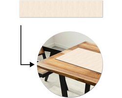 Tafelloper 200x40 cm - Tafelmat vinyl Beige - Licht - Hout - Tafeldecoratie - Tafelversiering - Keuken decoratie - Tafel versiering