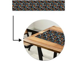 Tafelloper 200x40 cm - Tafelmat vinyl Glasachtig - Levendige - Stenen - Tafeldecoratie - Tafelversiering - Keuken decoratie - Tafel versiering