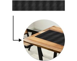 Tafelloper 200x40 cm - Tafelmat vinyl Leer - Generfd - Zwart - Tafeldecoratie - Tafelversiering - Keuken decoratie - Tafel versiering