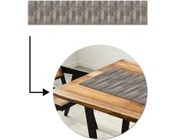Tafelloper 200x40 cm - Tafelmat vinyl Licht - Grijs - Planken - Hout - Tafeldecoratie - Tafelversiering - Keuken decoratie - Tafel versiering