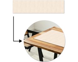 Tafelloper 200x50 cm - Tafelmat vinyl Beige - Licht - Hout - Tafeldecoratie - Tafelversiering - Keuken decoratie - Tafel versiering