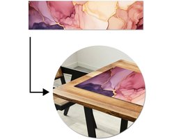 Tafelloper 200x50 cm - Tafelmat vinyl Marmer - Kleurrijk - Tafeldecoratie - Tafelversiering - Keuken decoratie - Tafel versiering