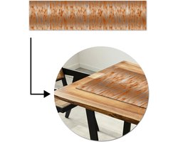 Tafelloper 200x50 cm - Tafelmat vinyl Metaal - Grijs - Oranje - Roest print - Tafeldecoratie - Tafelversiering - Keuken decoratie - Tafel versiering