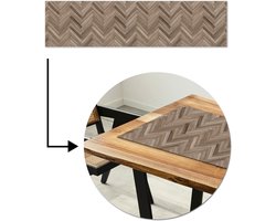Tafelloper 200x50 cm - Tafelmat vinyl Patronen - Hout - Bruin - Tafeldecoratie - Tafelversiering - Keuken decoratie - Tafel versiering