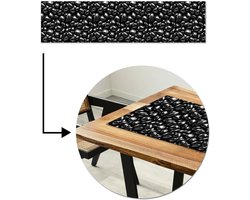 Tafelloper 200x50 cm - Tafelmat vinyl Zwarte - Glans - Stenen - Tafeldecoratie - Tafelversiering - Keuken decoratie - Tafel versiering
