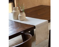 Tafelloper - 220 x 30 cm Linnen Polyester Table Runner Tafellinnen Tafelkleedje Diner - Zand Beige