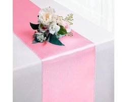 Tafelloper - 30x275cm – Lichtroze – Polyester - Tafelkleed – Smalle Tafelloper - Eettafel - Dressoir en Salontafel – Tafeldecoratie - Tafelkleden - Tafelloper Lang