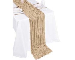 Tafelloper - 90*300cm - Tafellaken - Tafelkleed - boho tafeldecoratie - Rustieke tafeldecoratie - Tabel loper - Tafellaken - Gaas - Bruiloftsdecoratie - Voor Bruiloft, Babyborrel en Feest - Herfst & Lente Tafeldecoratie - champagnekleur