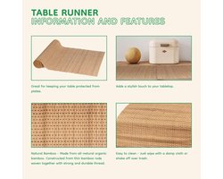 Tafelloper Bamboe - Placemat Runner - Tafel Decoratie - Natuurlijke Bruine String - 2 stuks 178 x 33 cm - Bruin