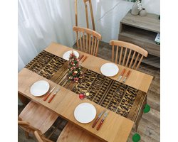 Tafelloper Boerderij - Lange Keukentafel - Eettafel Decoratie - Met Kwastjes - 14x60 Inch - Groen