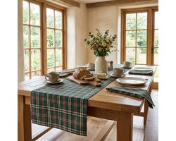Tafelloper Castle Groen – 50x150 cm – Klassieke Engelse Ruit – Schotse Ruit / Tartan – Landelijke Tafelloper
