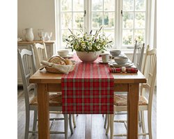 Tafelloper Castle – Rood Geruit – 50x150 cm – Schotse Ruit / Tartan – Kerstsfeer