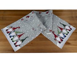 Tafelloper - Gobelinstof - Kerst - Wichtels met Cadeautjes - Loper 40 x 140 cm
