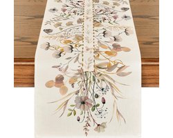 Tafelloper Herfst - Tafeldecoratie Linnen - Eettafel Aankleden - Zelfgenaaide Randen - 33x183 cm - Veelkleurig