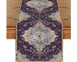 Tafelloper in boheemse vintage stijl – paars, 40 x 140 cm, elegante tafeldecoratie voor keuken, eettafel, feest en binnengebruik tijdens vakanties