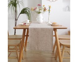 Tafelloper in landelijke Boheemse stijl - 33x143cm linnen tafelloper - handgeweven tafelloper - geschikt voor thuis eetkamer, salontafel, keuken