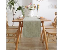 Tafelloper in landelijke Boheemse stijl - 33x275cm linnen tafelloper - handgeweven tafelloper - geschikt voor thuis eetkamer, salontafel, keuken